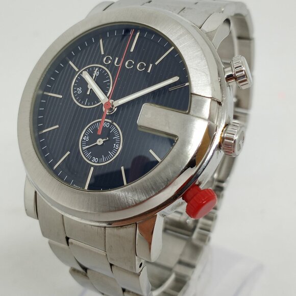 Gucci G Chrono YA101361 Men's 44mm S/Steel Black Dial Swiss Quartz Watch - Picture 1 of 11